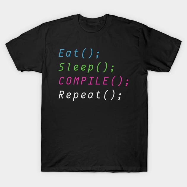 Eat, Sleep, Compile, Repeat T-Shirt by ninjainatux